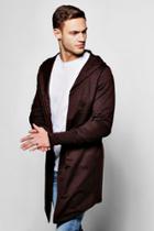 Boohoo Longline Hooded Cardigan With Extended Cuff Mocha