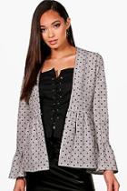 Boohoo Izzy Polka Dot Check Ruffle Jacket