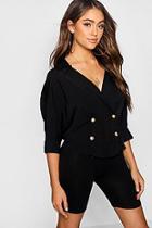 Boohoo Double Breasted Wrap Shirt