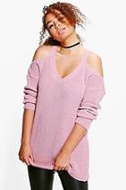 Boohoo Plus Lisa Open Shoulder Slouchy Jumper