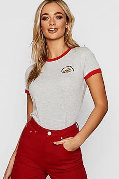 Boohoo Embellished Pizza Ringer T-shirt