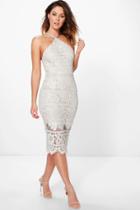 Boohoo Boutique Lo Lace Strappy Midi Bodycon Dress Grey