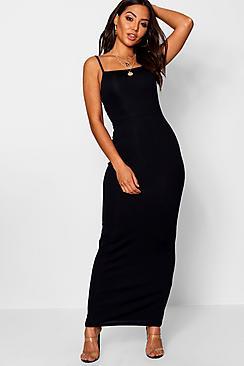 Boohoo Poppy 90's Neck Ribbed Maxi Dress