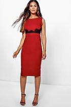 Boohoo Ria Lace Waist Trim Detail Midi Dress