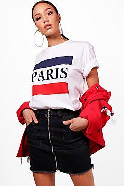 Boohoo Tall Megan Paris Slogan T-shirt