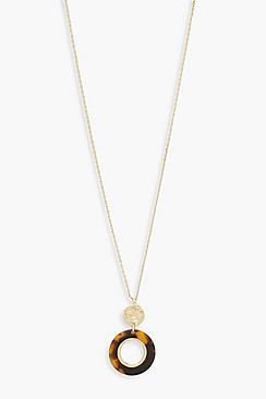 Boohoo Tortoise Pendant Circle Necklace