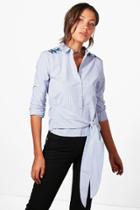 Boohoo Tall Emily Embroidered Woven Shirt Blue