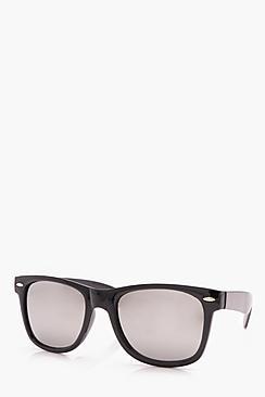 Boohoo Black Retro Glasses With Mirror Lens