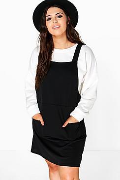 Boohoo Plus Mia Pinafore Dress