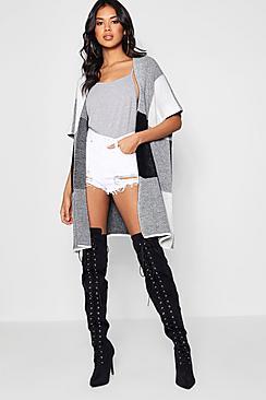 Boohoo Raye Monochrome Check Tie Front Cardigan