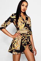 Boohoo Victoria Scraf Print Blazer Dress