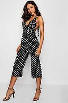 Boohoo Lucinda Polka Dot Button Jumpsuit