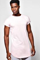 Boohoo Longline Cap Sleeve Man Print T-shirt Pink