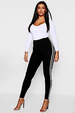 Boohoo Plus Stripe Ribbed Leggings