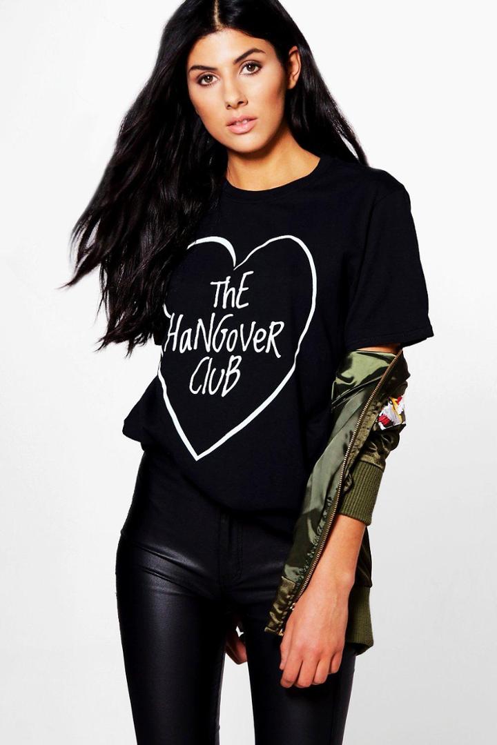 Boohoo Bailey Hangover Club T-shirt Black