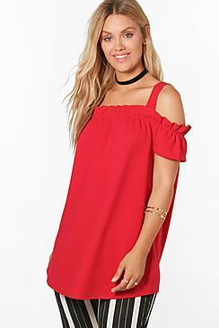 Boohoo Plus Bridget Box Pleat Bardot Top
