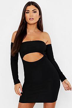 Boohoo Cut Out Bardot Mini Dress