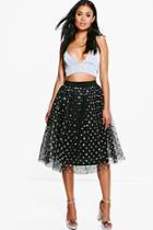 Boohoo Shea Metallic Polka Dot Tulle Skirt Black