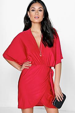 Boohoo Hannah Oversized Wrap Top Bodycon Dress