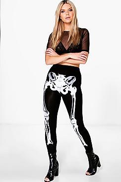 Boohoo Halloween Matilda Skeleton Front Leggings
