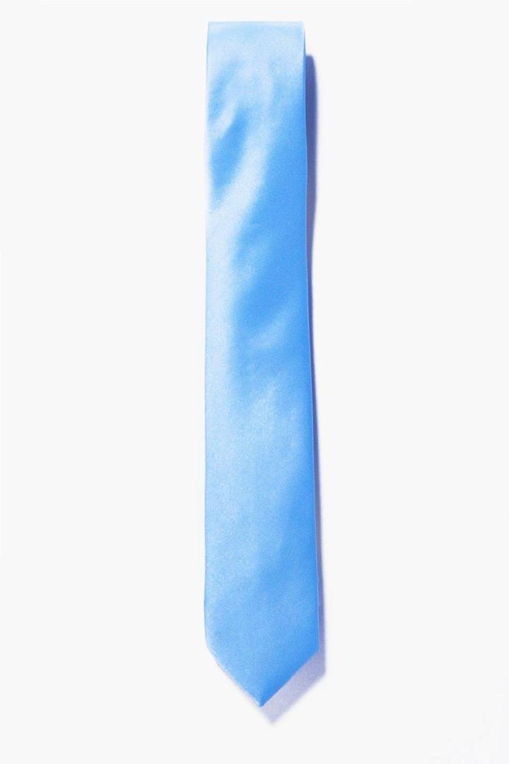 Boohoo Plain Skinny Tie Blue