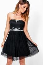 Boohoo Boutique Lilly Embellished Lace Skirt Prom Dress Black