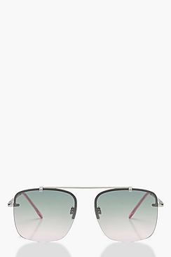 Boohoo Lucy Ombre Lens Square Aviator Sunglasses
