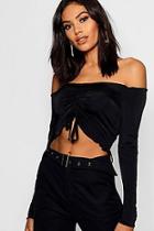 Boohoo Slinky Ruched Front Crop Top