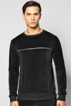 Boohoo Velour Sweatshirt With Zip Chest Black