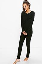 Boohoo Tall Aalia Ruffle T-shirt & Leggings Lounge Set