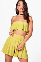 Boohoo Minnie Frill Bandeau & Shorts Co-ords