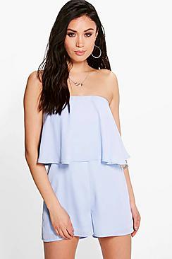 Boohoo Double Layer Woven Strapless Playsuit