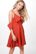 Boohoo Corin Frill Skater Tea Dress