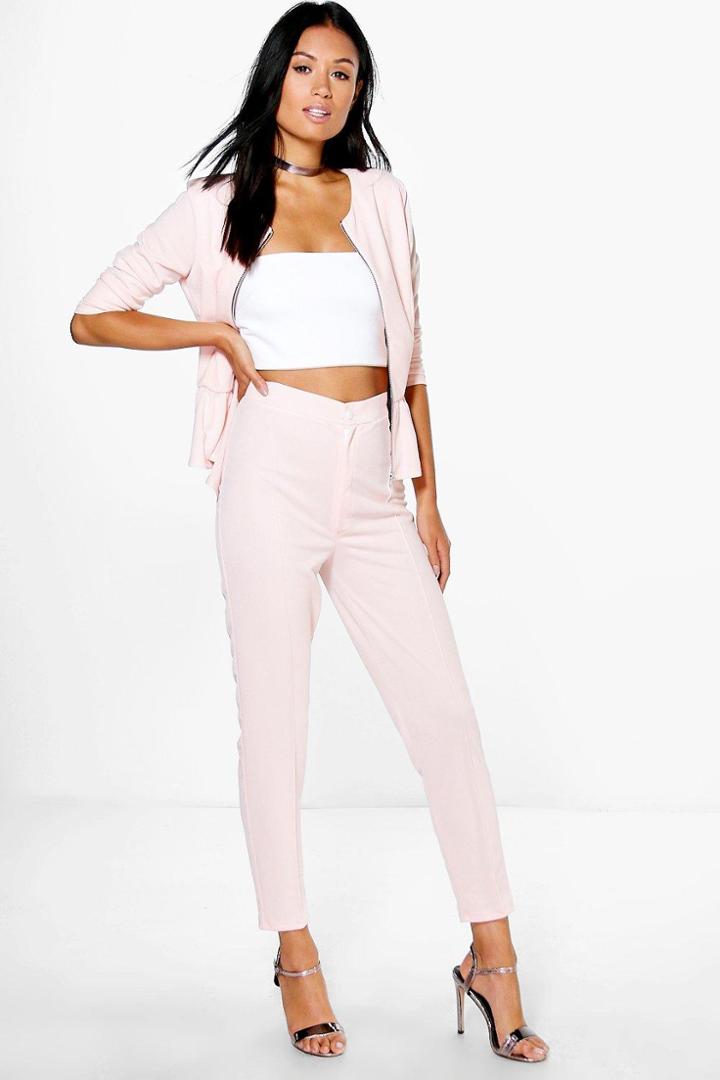 Boohoo Gracie Pintuck Jersey Trouser Nude