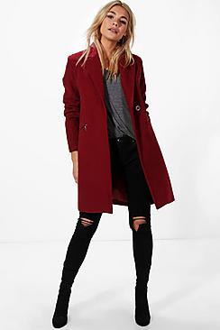 Boohoo Sarah Zip Pocket Tailored Coat
