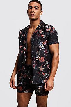 Boohoo Floral Print Shirt & Short Set