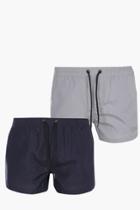 Boohoo 2 Pack Short Swim Shorts With Embroidery Navy