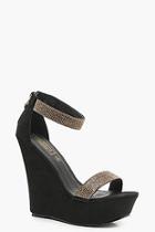 Boohoo Imogen Diamante Two Strap Wedges