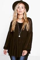 Boohoo Plus Lucy Woven Wide Sleeve Smock Top