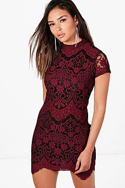 Boohoo Boutique Malika Eyelash Lace Bodycon Dress