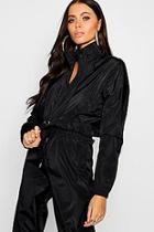 Boohoo Crop Zip Up Track Jacket