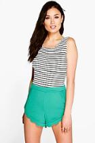 Boohoo Lucy Scalloped Trim Shorts