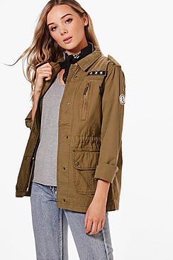 Boohoo Nicole Utility Jacket With Badges