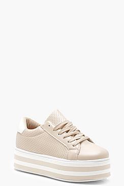 Boohoo Tia Stripe Sole Platform Trainers
