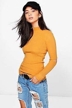 Boohoo Daisy Cut Out Elbow Rib Knit Jumper