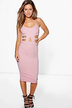 Boohoo Petite Darcy Cutout Detail Midi Dress