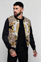 Boohoo Leopard Baroque Print Sateen Bomber