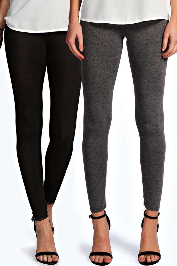 Boohoo Rae Two Pack Basic Jersey Viscose Leggings Multi