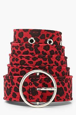 Boohoo Plus Leopard O-ring Belt