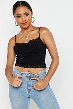 Boohoo Lace Trim Square Neck Cami